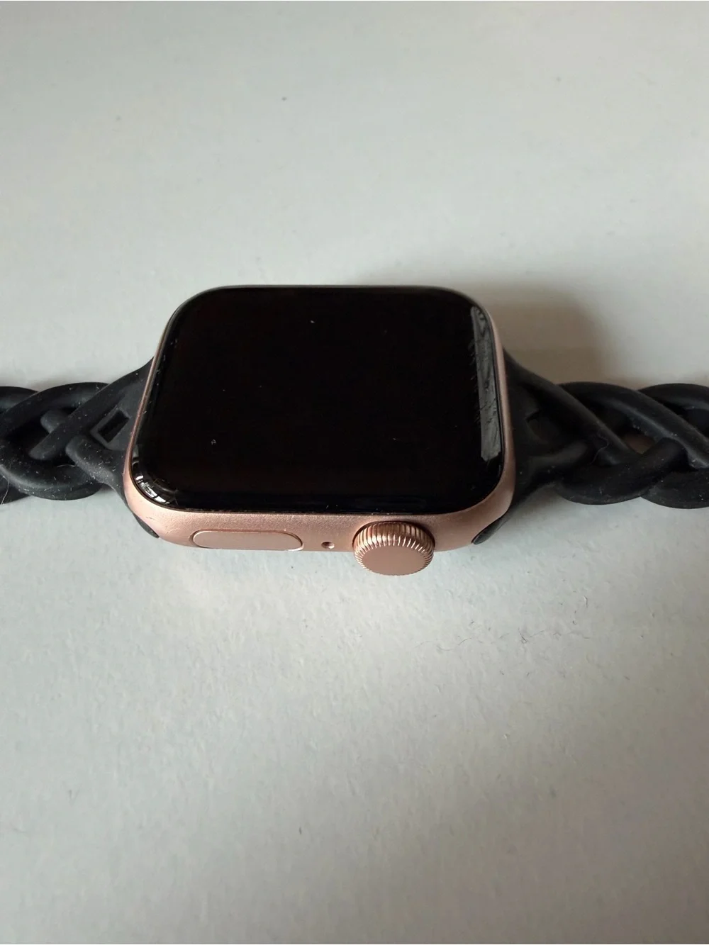 Rose Gold Apple Watch SE With Braided Silicone Band